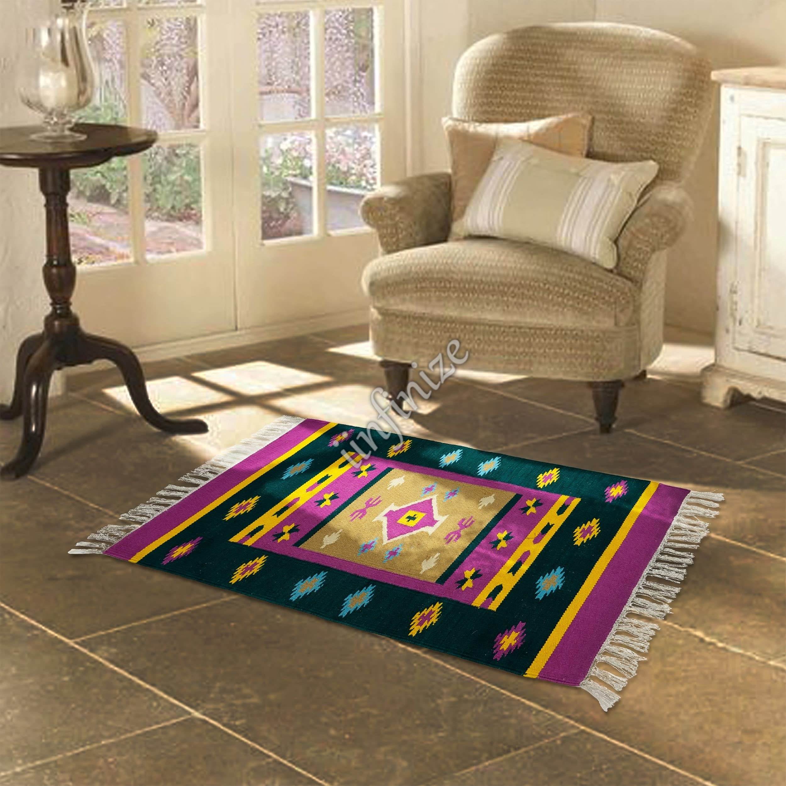 Tapis de couloir vintage rectangulaire fait main 61 x 91 cm