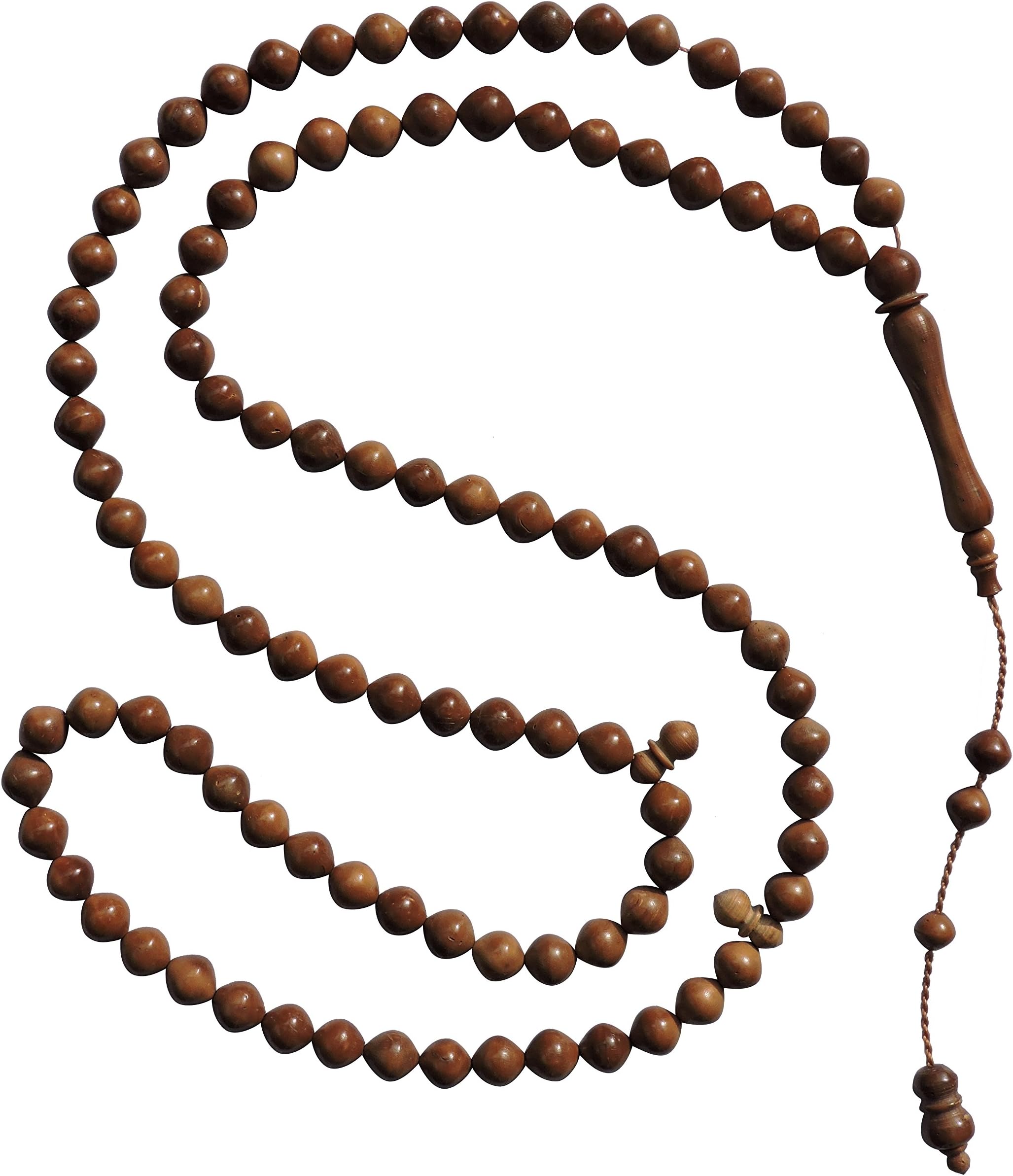 Unique Beautiful Natural 8mm Turkish Koka - Kuka Seed Prayer Beads with Tapered Round Beads - Rosary - Misbaha