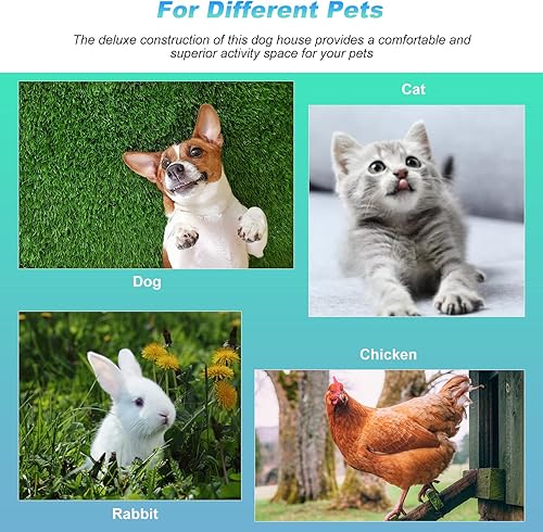 Miniatura 5 de FDW Casa para perros para interiores y exteriores, duradera, ventilada, impermeable, de plástico, para perros pequeños, medianos y grandes, con