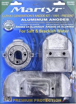 Martyr Anodes, CMALPHAKITA, Aluminum Mercury Mercruiser Alpha I Gen II Anode Kit 1991Present Marine Boat Sacrificial Anode Kit for Saltwater & Brackish Corrosion Protection | Sacrificial anodes for saltwater and brackish use, includes hardware and instructions, protects 50% longer than zinc anodes