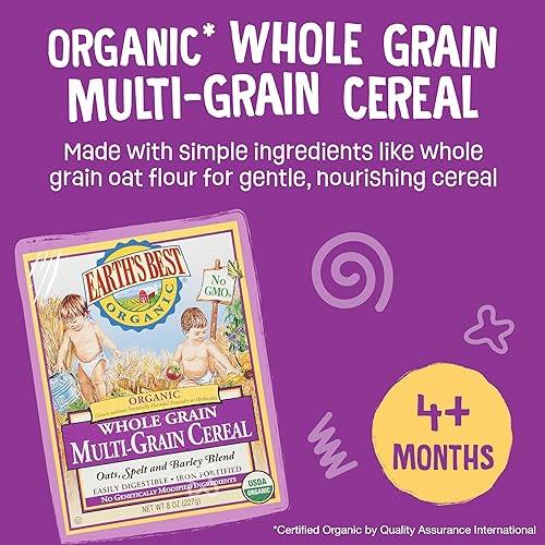 Miniatura 3 de Earths Best Cereal orgánico para bebés cereales integrales multigrano 8 onzas