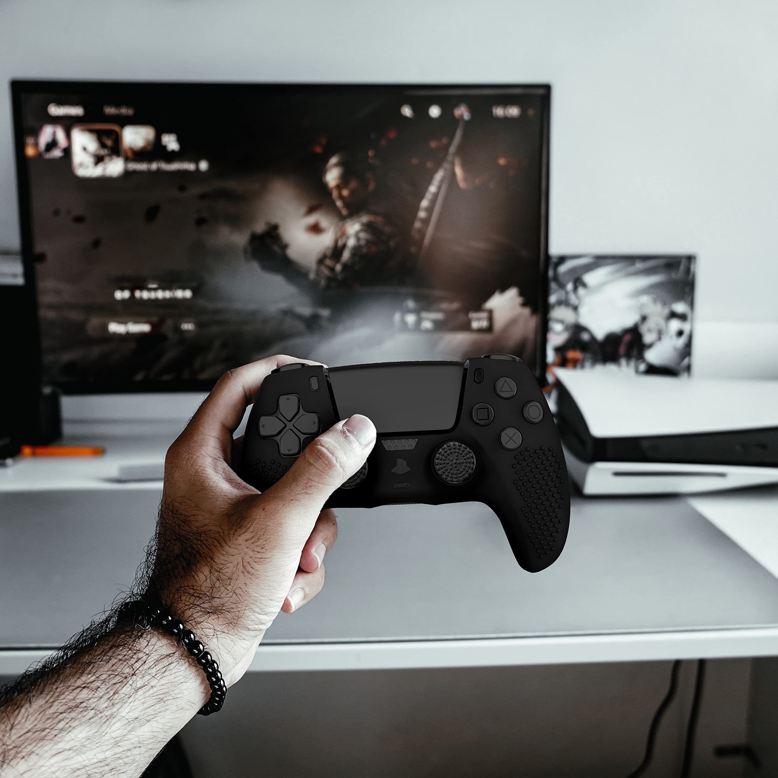 MyGadget Funda de Silicona Mando PS5 - con 8 Botones de Thumbsticks (2 Pares Altos | 2 Pares Bajos) - Carcasa para PlayStation 5 Dualsense Wireless en Negro — view 6