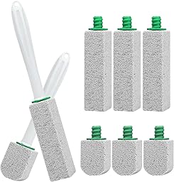 Pierre Ponce Brosse WC 8 Pièces Pumice Stone Toilet avec 2 Poignée, Brosse de Nettoyage en Pierre Naturel Ponce Détartrant Efficace pour Toilettes, Cuisines, éviers et Lavabos