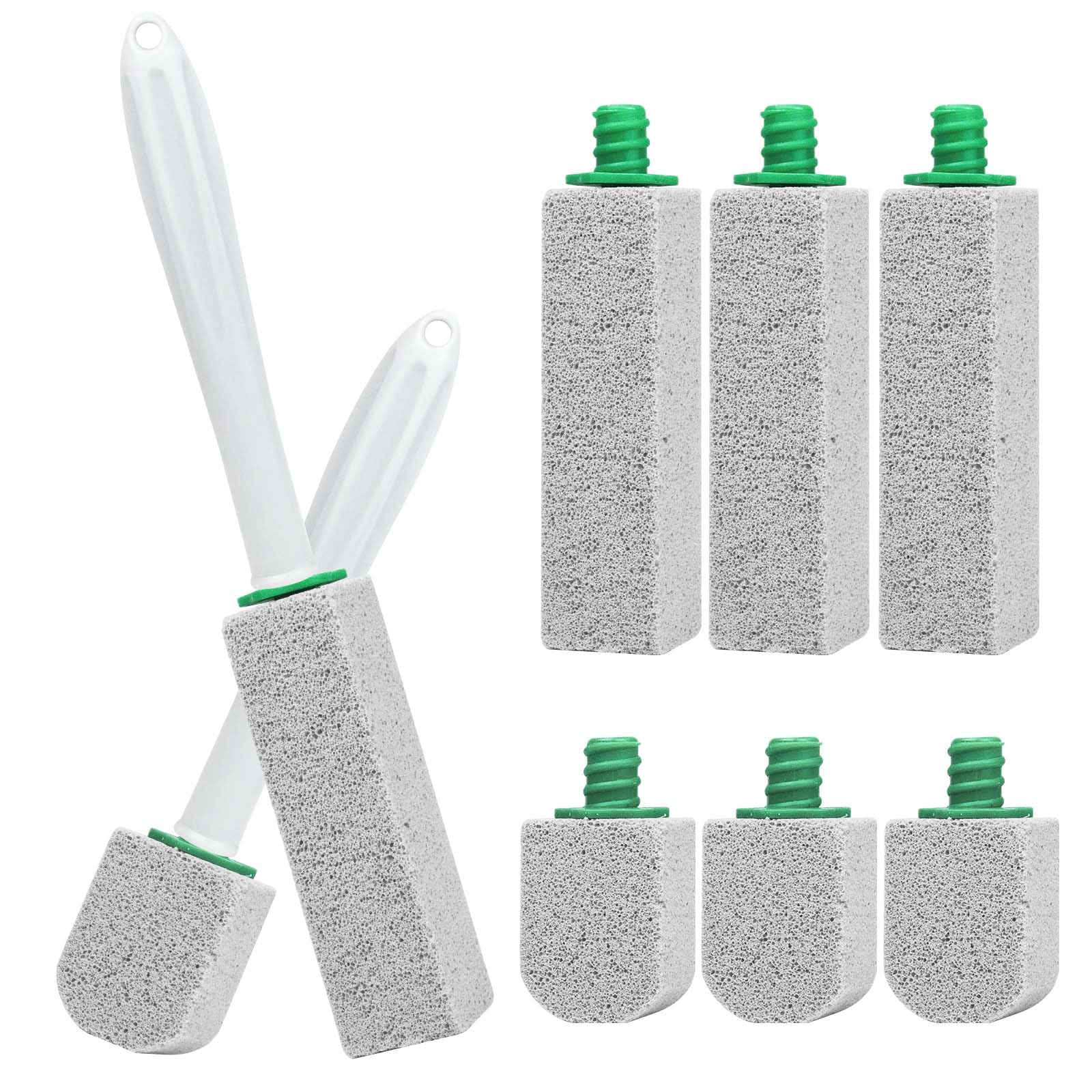 Pierre Ponce Brosse WC 8 Pièces Pumice Stone Toilet avec 2 Poignée, Brosse de Nettoyage en Pierre Naturel Ponce Détartrant Efficace pour Toilettes, Cuisines, éviers et Lavabos - 1