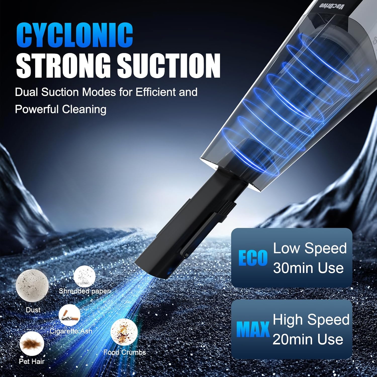 Car Handheld Vacuum Cordless Car Vacuum Cleaner for Drivers, Office, Home & Pet Hair, with True Brushless Motor, Ultra-Strong Suction, Large Battery & Big Dust Cup, Type-C Fast Cha...