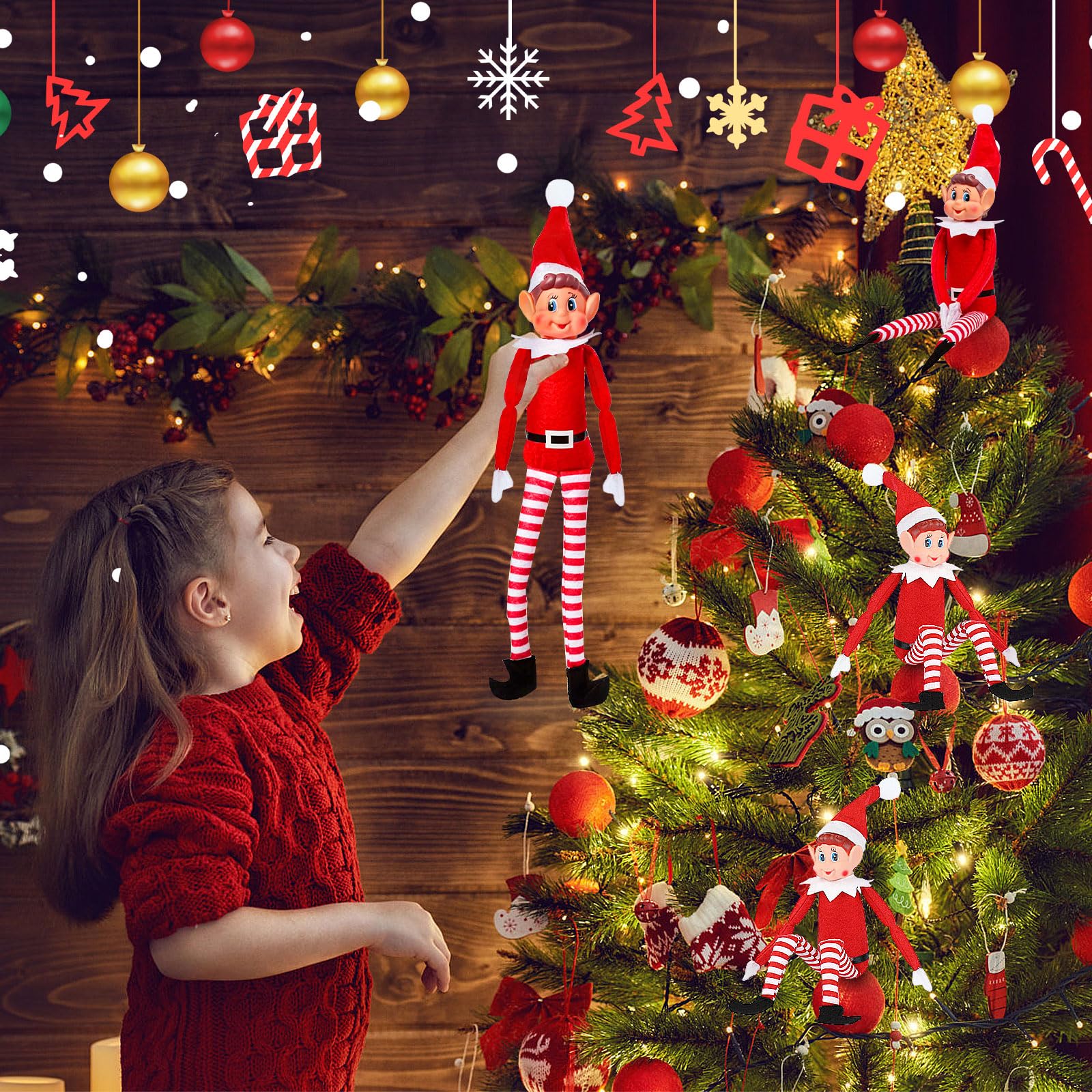 Wewill adorables muñecos elfos de Navidad flexibles para decoraciones festivas en el hogar, fiestas, personajes de felpa Wewill adorables muñecos elfos de Navidad flexibles para decoraciones festivas en el hogar, fiestas, personajes de felpa