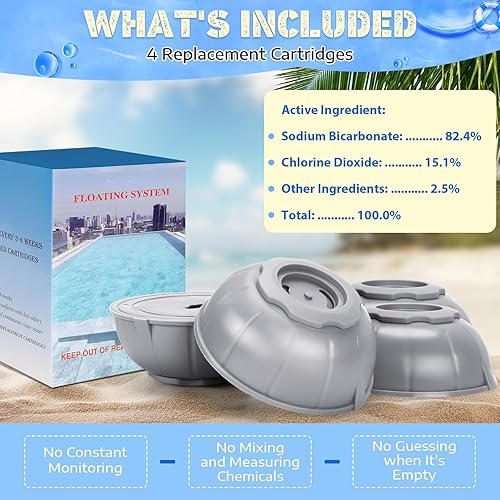 Miniatura 2 de Cartucho de repuesto para jacuzzi compatible con el sistema flotante Frog Ease, cartuchos de repuesto de mineral para jacuzzis, tratamiento de agua