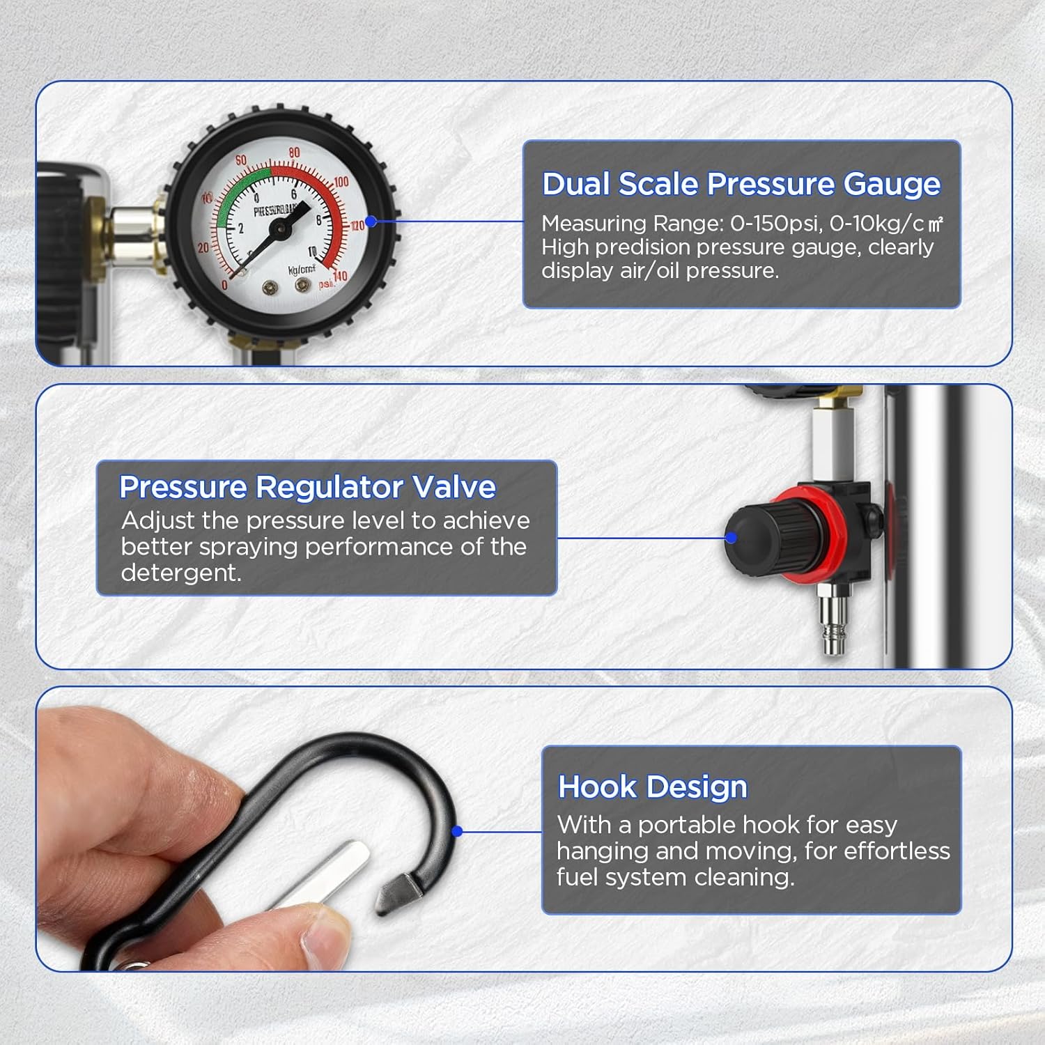 MR CARTOOL Fuel Injector Cleaner Kit 150PSI Automotive Fuel System Cleaning Kit for for Gasoline Injectors, C100 Non-dismantle Fuel Injector Cleaner Machine for Auto Catalytic Converter/Intake Valve