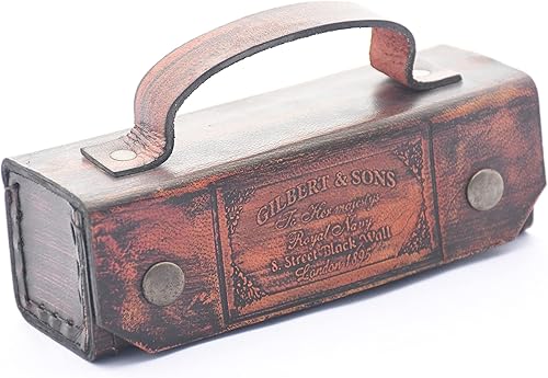 Miniatura 5 de Royalmart Handicrafts - Caleidoscopio de latón hecho a mano con caja de cuero, aspecto vintage, acabado antiguo, caleidoscopio para niños, amigos,