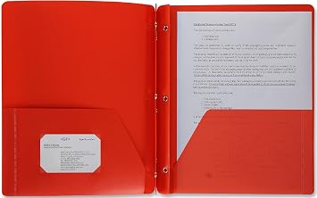 3-Pronged Poly Folder with 2 Pockets, for Letter Sized Papers 8.5" x 11", Red - 3 Folders