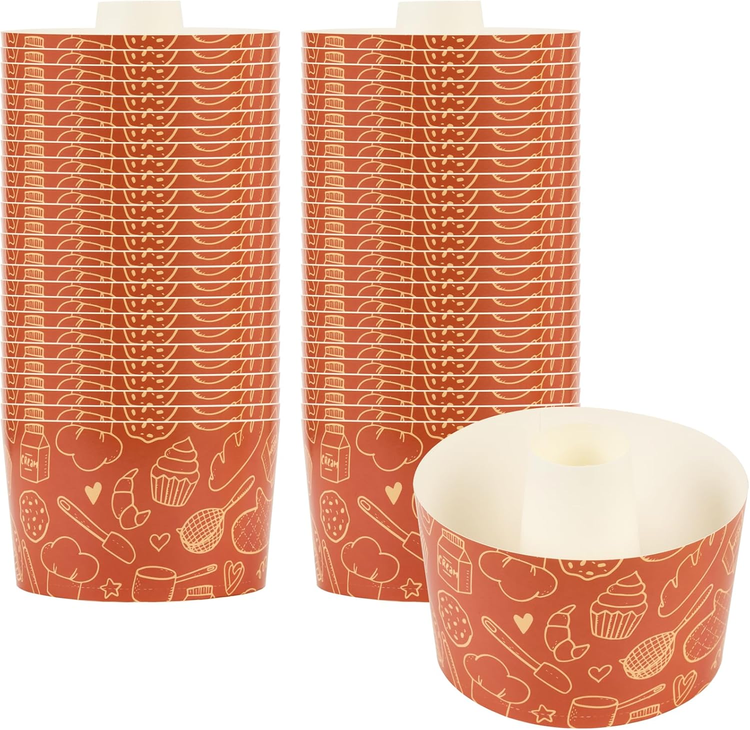 Restaurantware Angel Food Cake Pan 400 Pack of 52.7 oz Greaseproof Cake Pans Disposable Quick-Release Oven-Safe Freezer-Safe Sturdy Paper Tube Pan For Baking