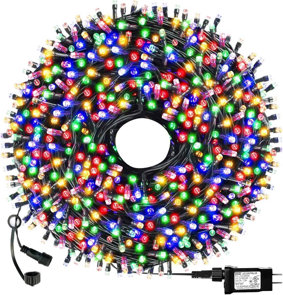 Christmas String Lights End-to-End Plug 8 Modes 108FT 300 LED IP55 Outdoor Waterproof UL Certificated Indoor Fairy Lights Garden Wedding Christma Trees Parties Decoration Multicolor