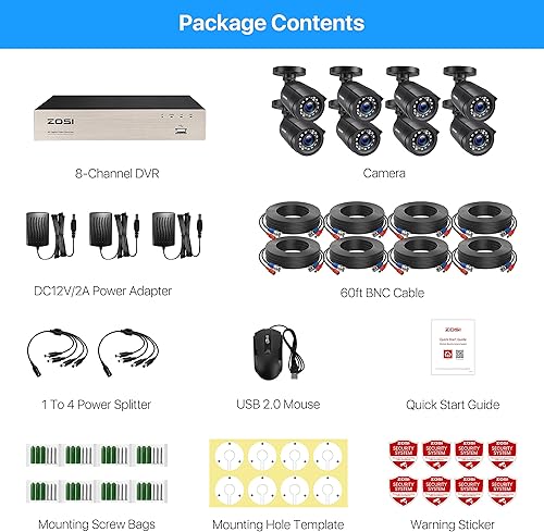 Miniatura 5 de ZOSI 8CH 1080P - Sistema de cámara de seguridad para exteriores con disco duro, 8 canales, Video ligero de 5MP, Grabadora DVR con 8X 1080P HD