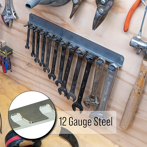 Miniatura 4 de RuffStuff Soporte de llave de montaje en pared y organizador - 12 soporte de llaves - Organizador de garaje Herramienta de mano de acero - R2593-08