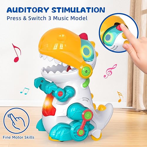 Miniatura 5 de Juguete de dinosaurio gateante para bebés de 1 año, juguetes para bebés de 6 a 12 meses, juguete para caminar para niños de 12 a 18 meses, evita