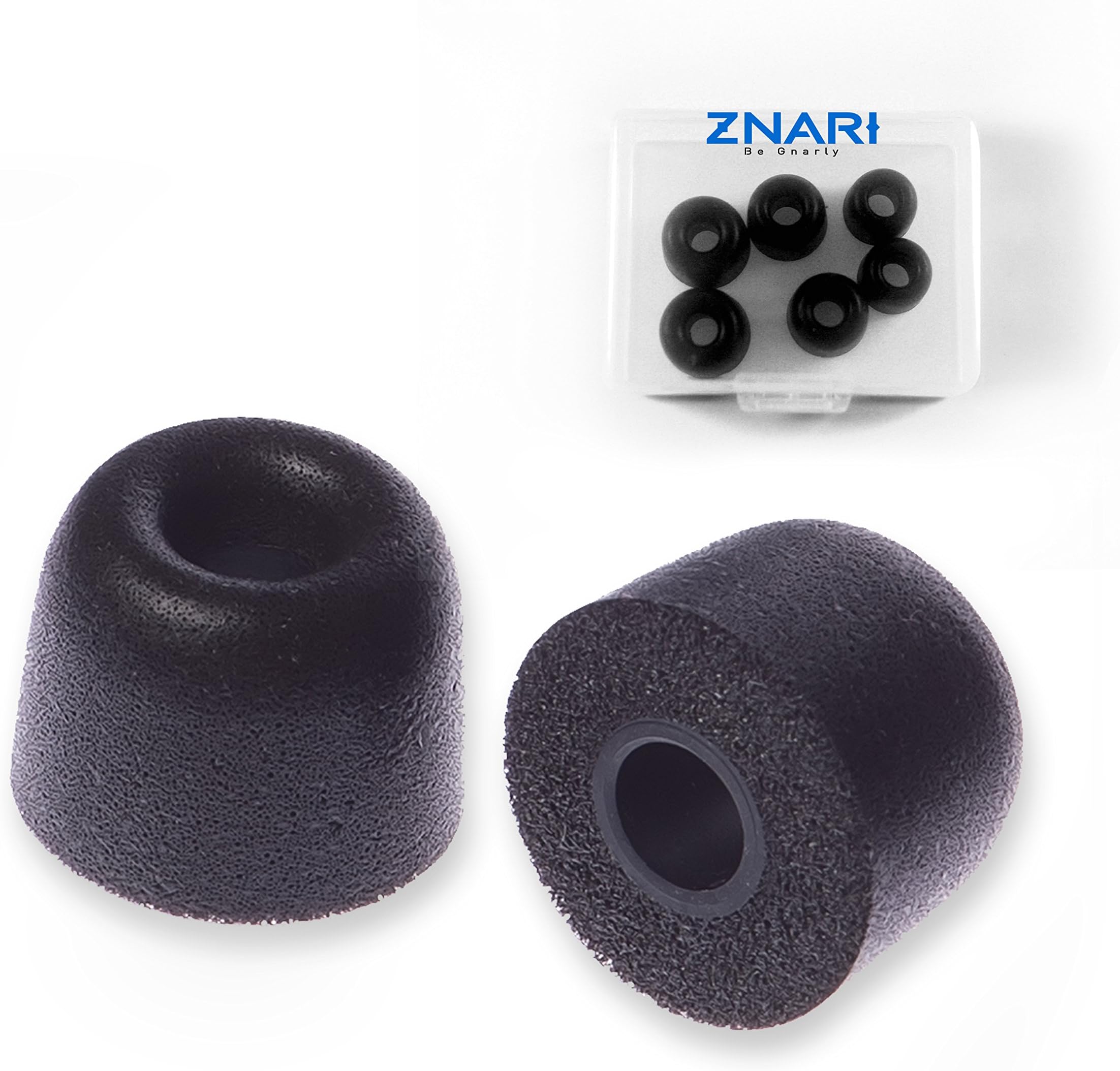 Jaybird Earphone Earbud Foam Tips with Protective Case - BlueBuds X, X2-3 Pairs 6 Pieces - Large Medium Small Starter Set Black