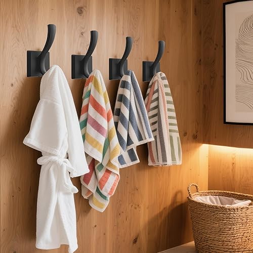 Miniatura 7 de Paquete de 3 ganchos negros para toallas, soporte para bata de baño, ganchos para colgar en la pared, llavero, mochila (paquete de 3, negro)