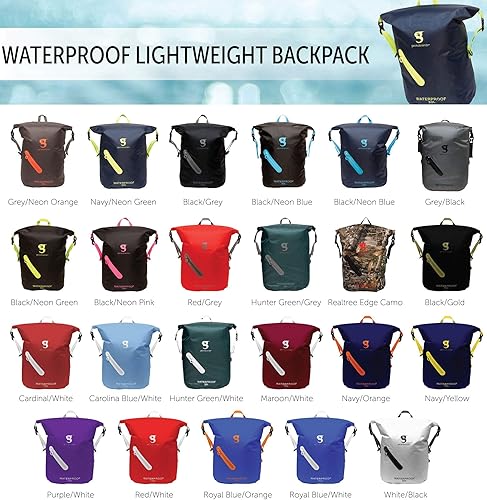 Miniatura 3 de geckobrands Mochila impermeable de 30 litros, bolsa seca ligera y plegable, azul marinoazul neón