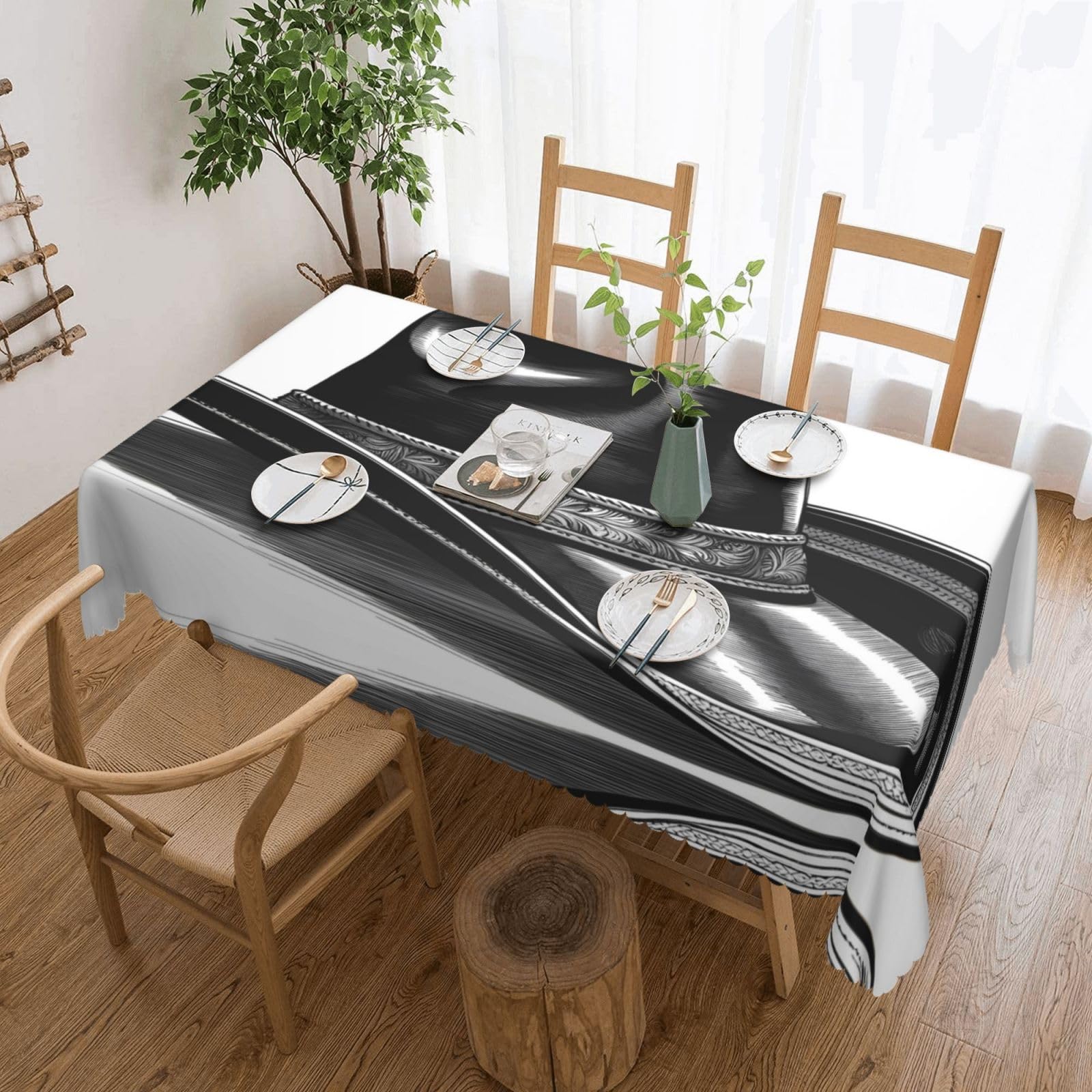 Nappe carrée anti-graisse en tissu polyester pour repas de famille