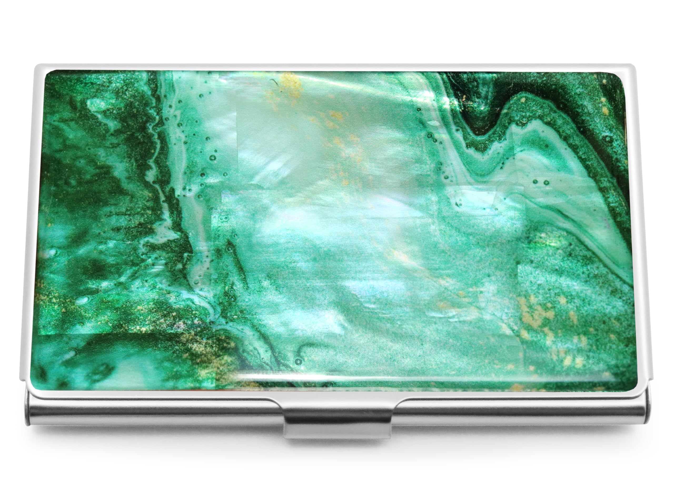 MADDesign Mother of Pearl Business Card Case Carrier Holder Wallet (Marble Green)