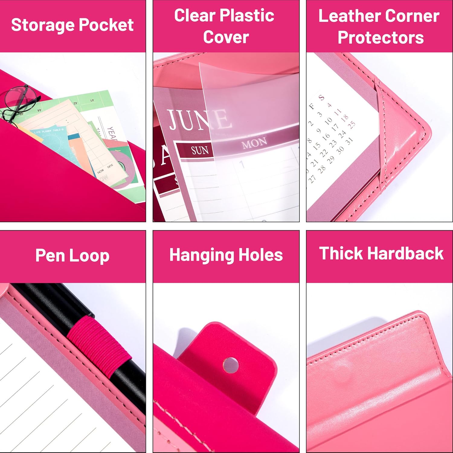 FLYING EAGLE 2026-2027 Desk Calendar, 24 Months Large Leather Desktop Calendar with To-Do Lists, Desk Pad Wall Calendar with Pockets PVC Cover for Work Office Home,Jan 2026-Dec 2027,17 x 12, Pink