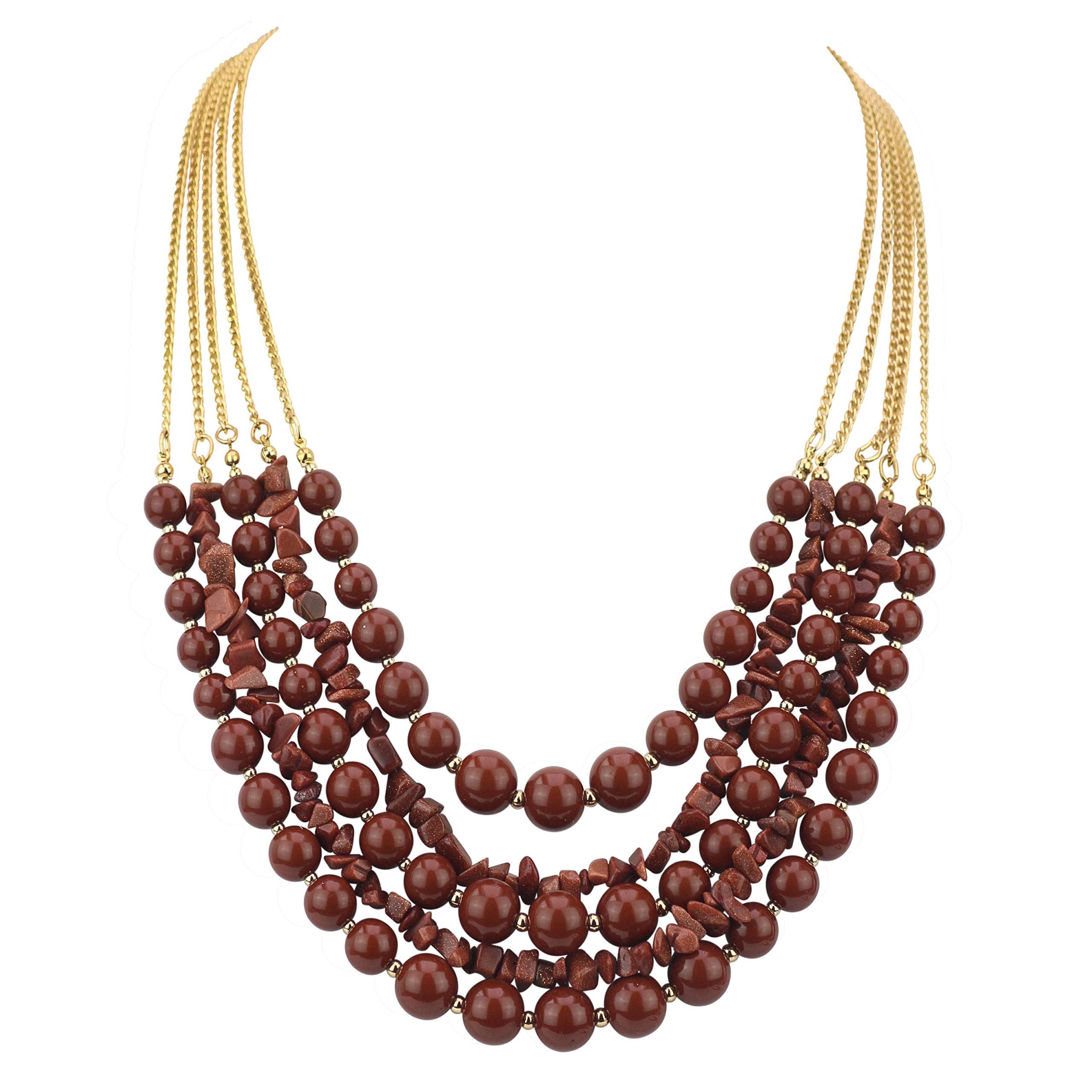 Bocar Lunga dichiarazione Vintage 5 strati pietra acrilico perline collana donne (NK-10551)