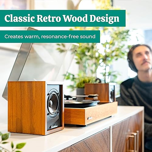 Miniatura 5 de Electrohome Huntley - Altavoces alimentados para estantería con amplificador integrado y controladores de 3 pulgadas para tocadiscos, TV, PC y