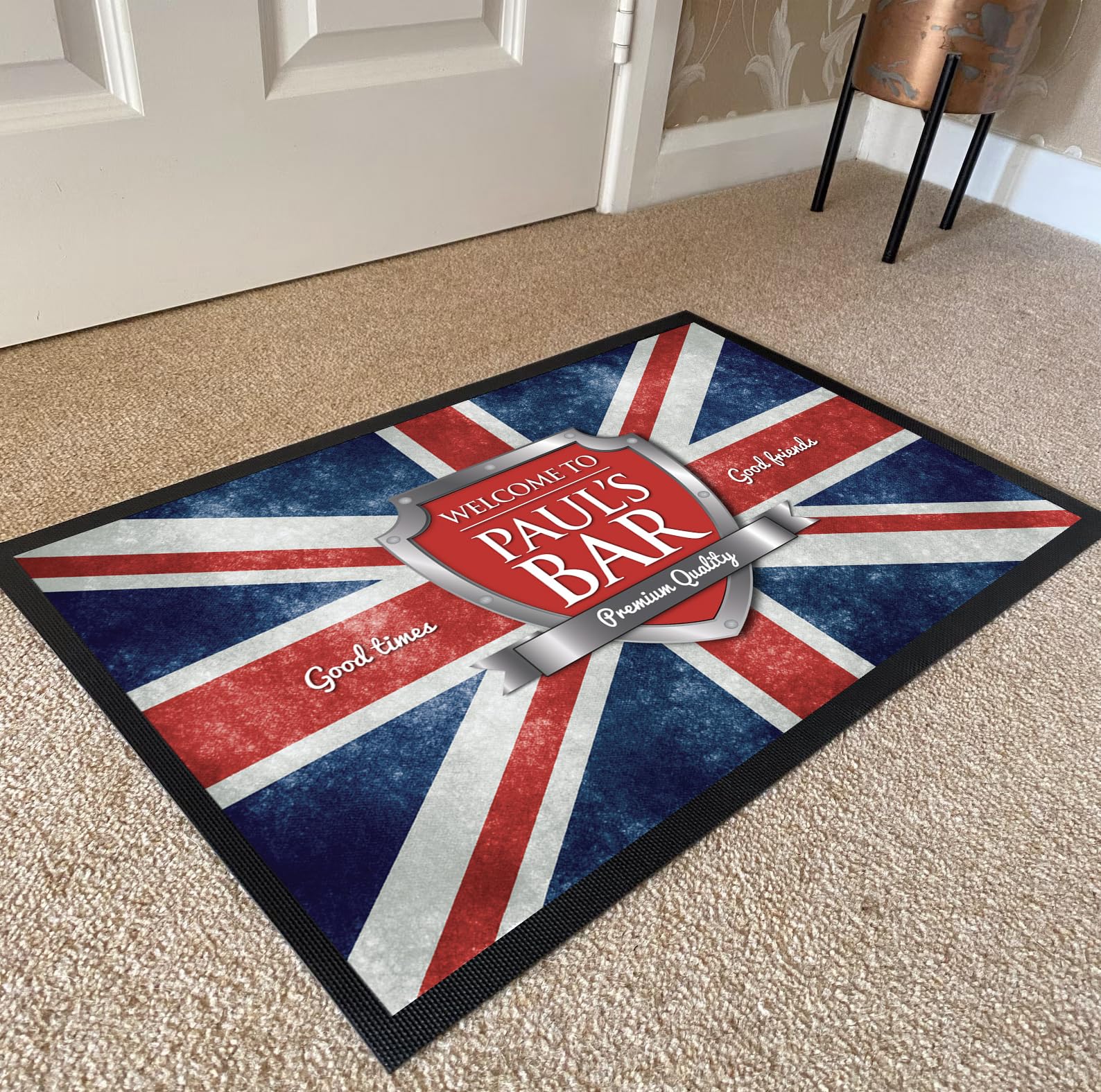 ARTYLICIOUS Paillasson personnalisé Union Jack fantaisie | Paillasson imprimé 75 x 50 cm, tapis d'intérieur antidérapant