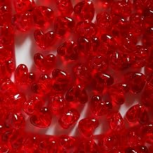 Heart Beads Ruby Red Transparent Large Hole Pony Beads Pk50 Made in USA, B07877