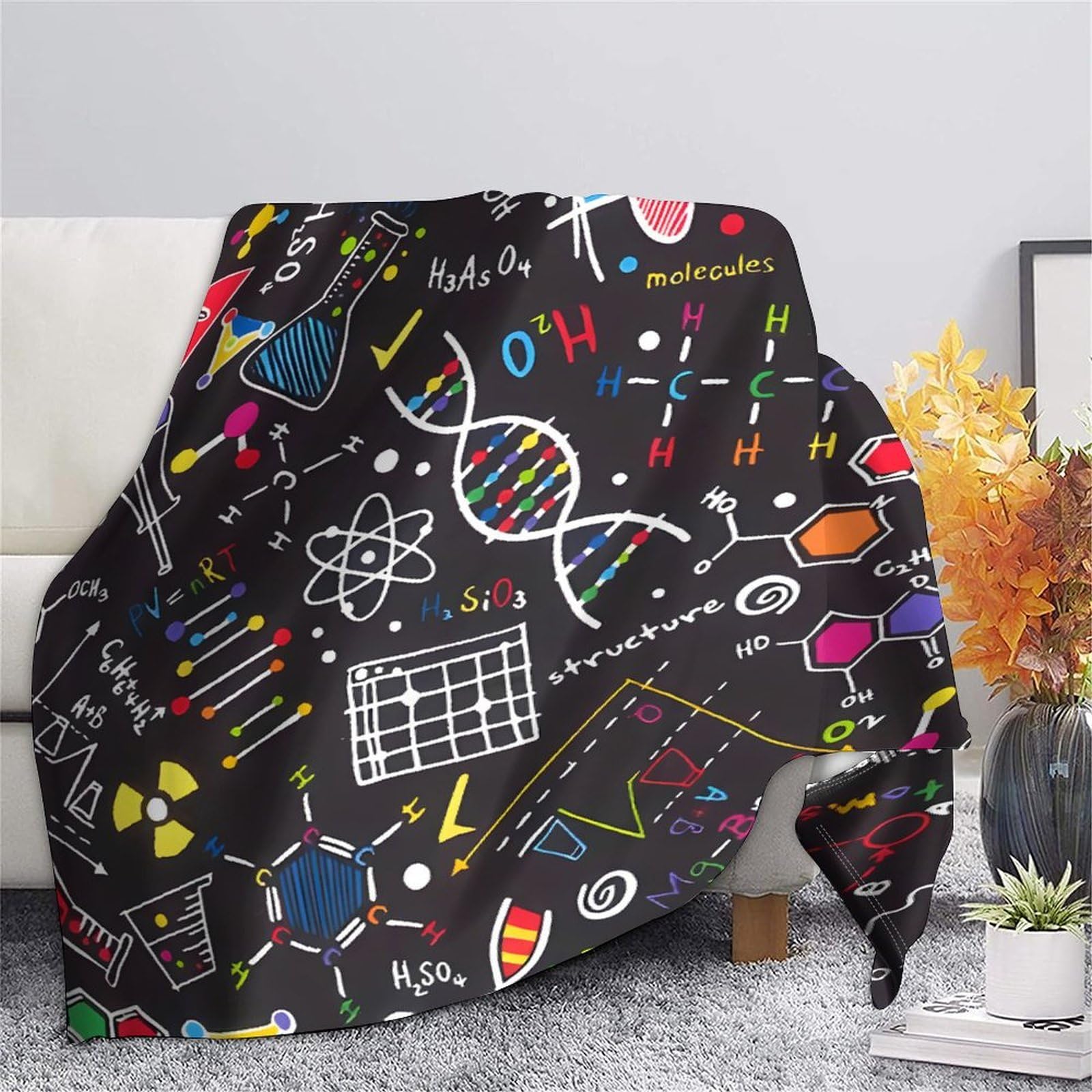Coperta 3D Stampa Formula Scientifica Microfibra Arredo Casa Plaid Matematica Chimica per Divano Letto Adulti Giovani 80×90(200x230cm)