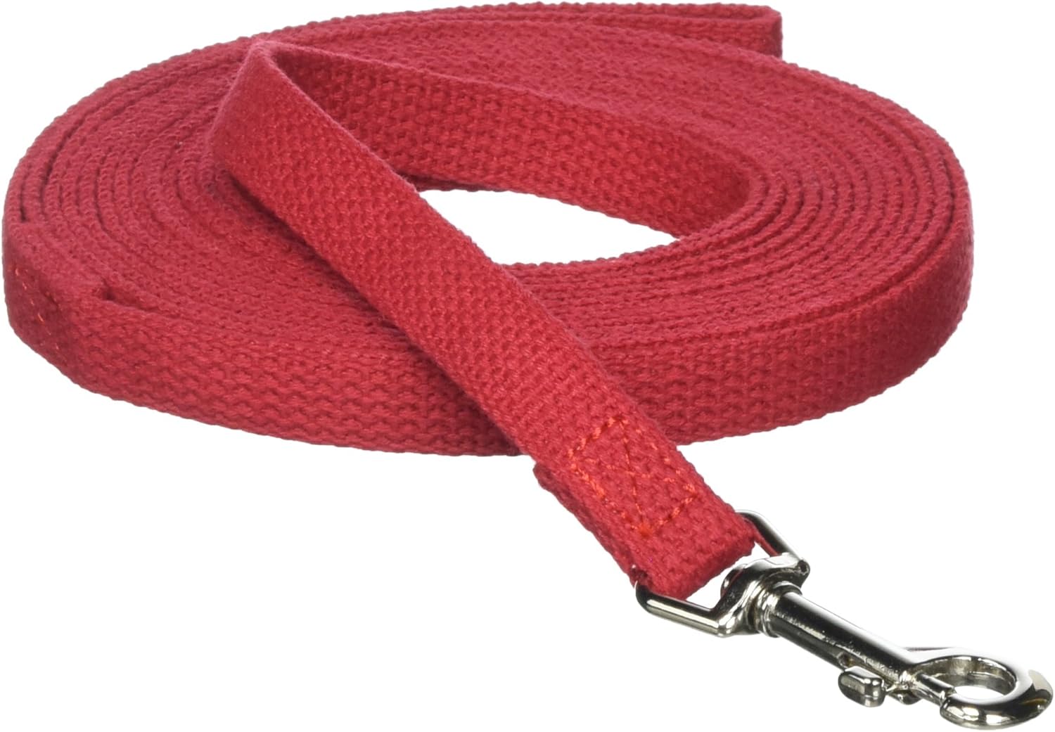 Cotton Dog Training Lead, 30ft, Red, Soft Woven Dog Training Leash for Obedience, Recall, and Control Training
