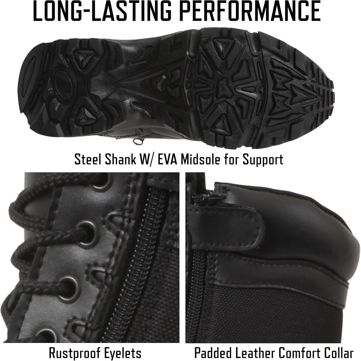 Rothco Forced Entry Deployment Boot with Side Zipper – 8 Inch Tactical Uniform Boots – Black