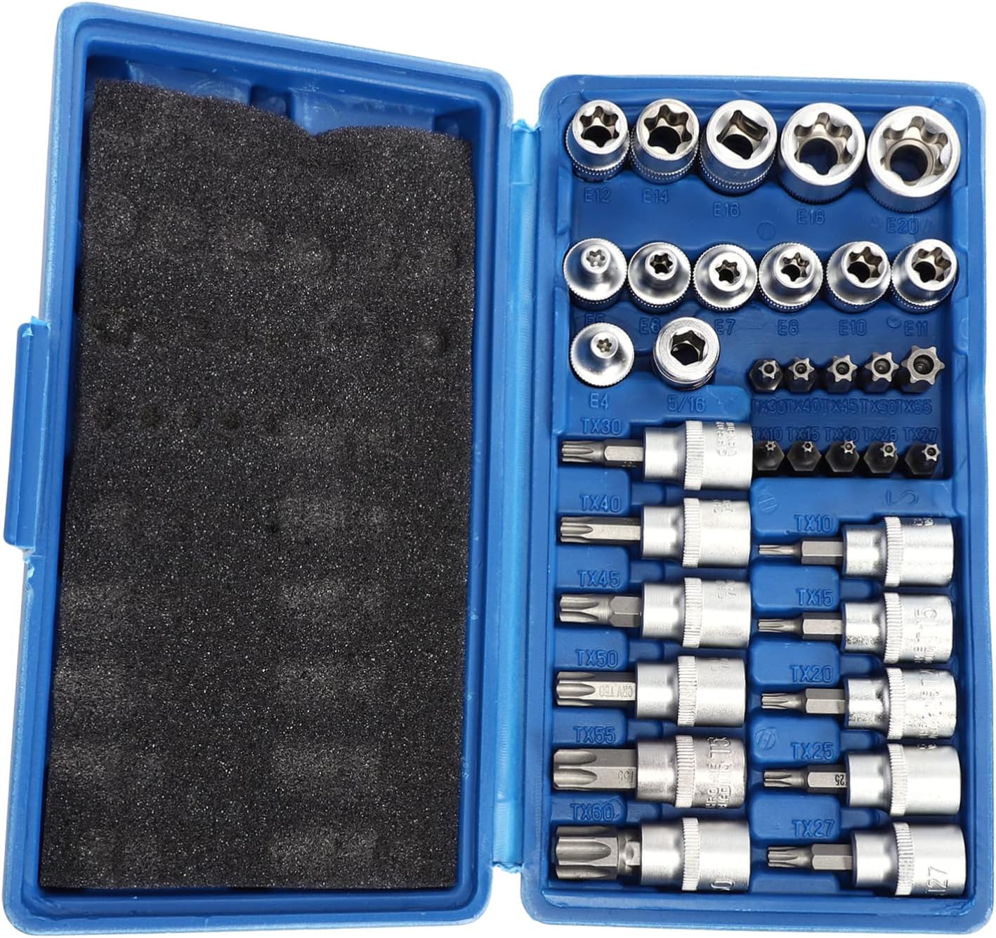 Uonlytech 34pcs E Socket Set Star Bit Socket Tool Steel for Auto Motorcycle Bicycle Repair and DIY Mechanic Use
