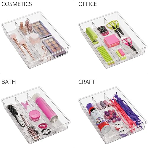 Miniatura 5 de mDesign Bandeja organizadora compacta de plástico de 5 secciones para cocina, despensa soporte para cubiertos, cubiertos, utensilios grandes y