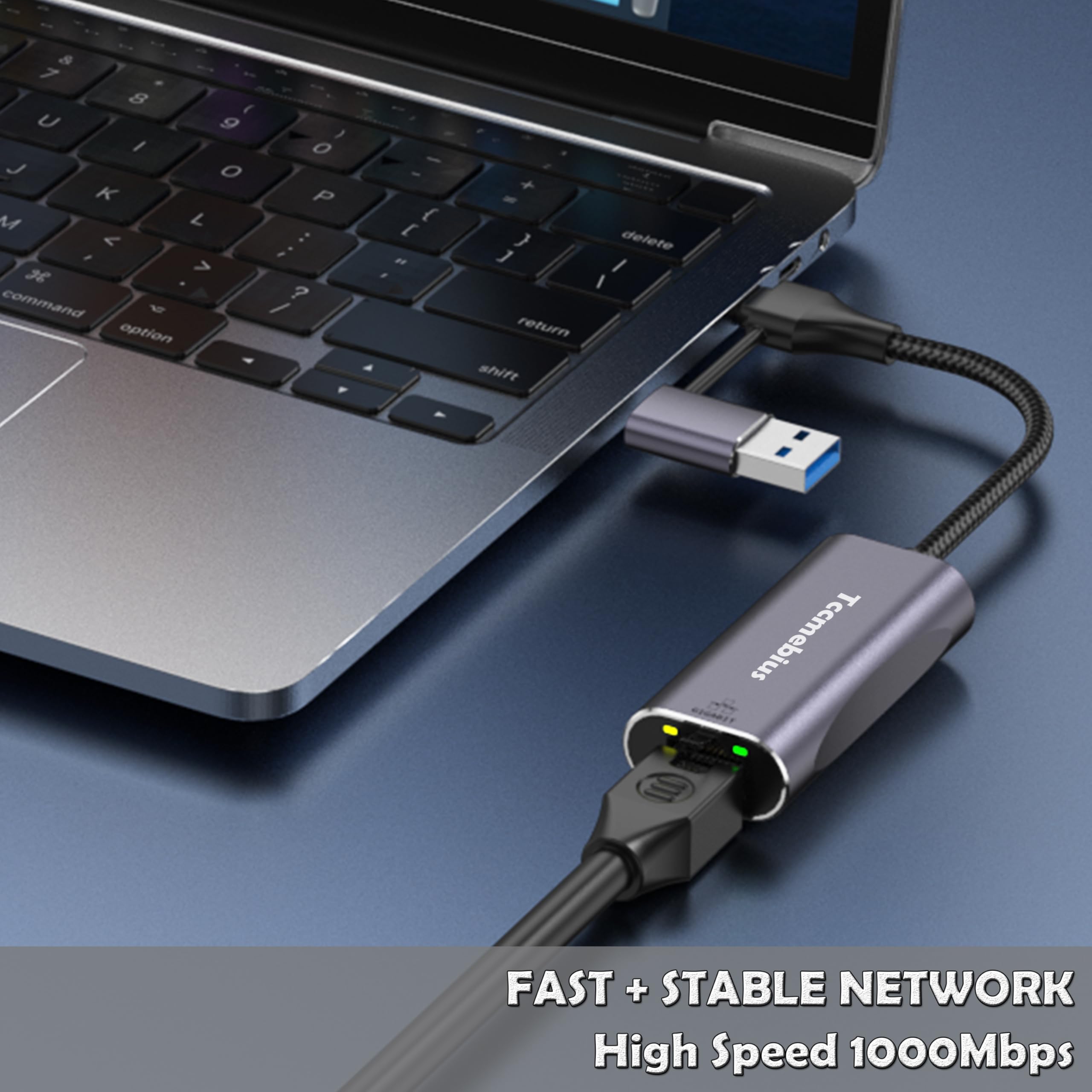 Tccmebius USB Ethernet Adapter, 2-in-1 USB C/USB 3.0 to RJ45 1000Mbps Gigabit Ethernet LAN Network Adapter for MacBook Pro/Air, iPad Pro, iPhone15/15Pro, Surface Pro, Notebook PC (TCC-S30B)