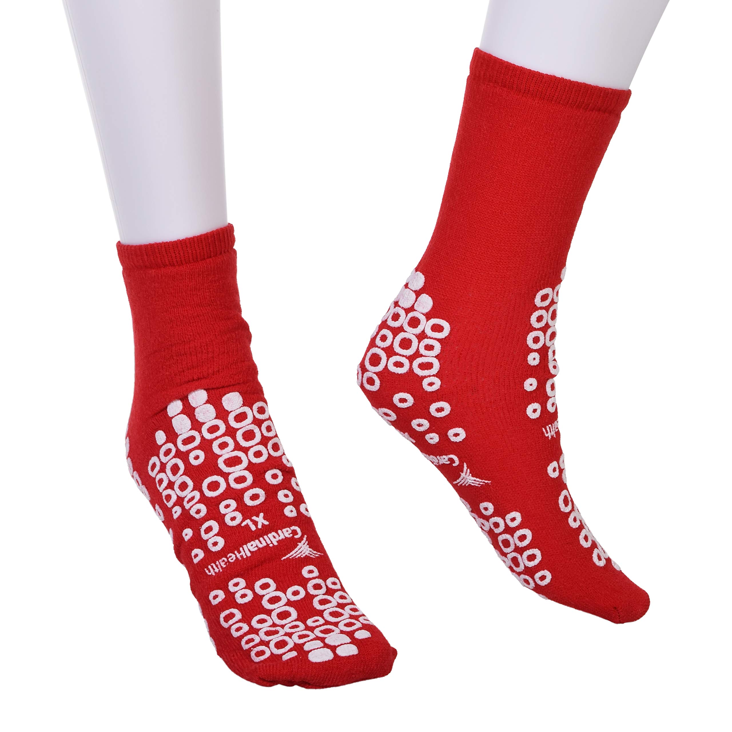 Cardinal Health 68125-RXL Terry in Double Tread Patient Safety Slippers, Red, X-Large, Case of 48 Pairs