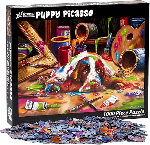 Miniatura 4 de Vermont Christmas Company Puppy Picasso - Rompecabezas de 1000 piezas
