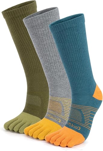 Toe Socks for Men and Women Coolmax Crew Running Socks Breathable Moisture Wicking,3 Pairs