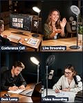 Yarrashop Desk Ring Light for Video Conference, Adjustable Desk Light for Video Calls, Zoom Ligh for Computer,Circle Halo Light for Video Recording,Streaming,Dimmable Desk Lamp for Home Office