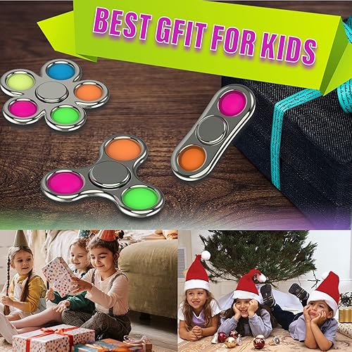 Miniatura 7 de Paquete de 3 juguetes Fidget Spinner Spinner, Fidget Popper Spinners Pop Fidget Spinners para aliviar el estrés, paquete de juguetes sensoriales