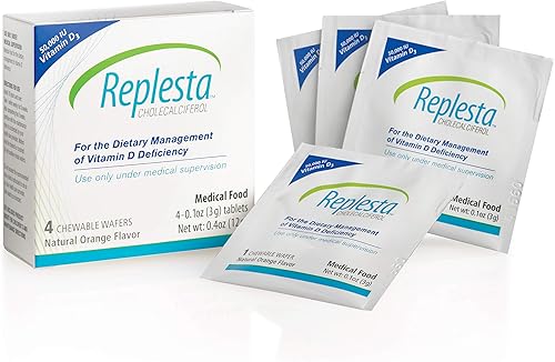 Replesta - Colecalciferol de vitamina D3 de 50,000 UI para deficiencia de vitamina D, oblea masticable una vez a la semana, sin OMG, sabor a naranja