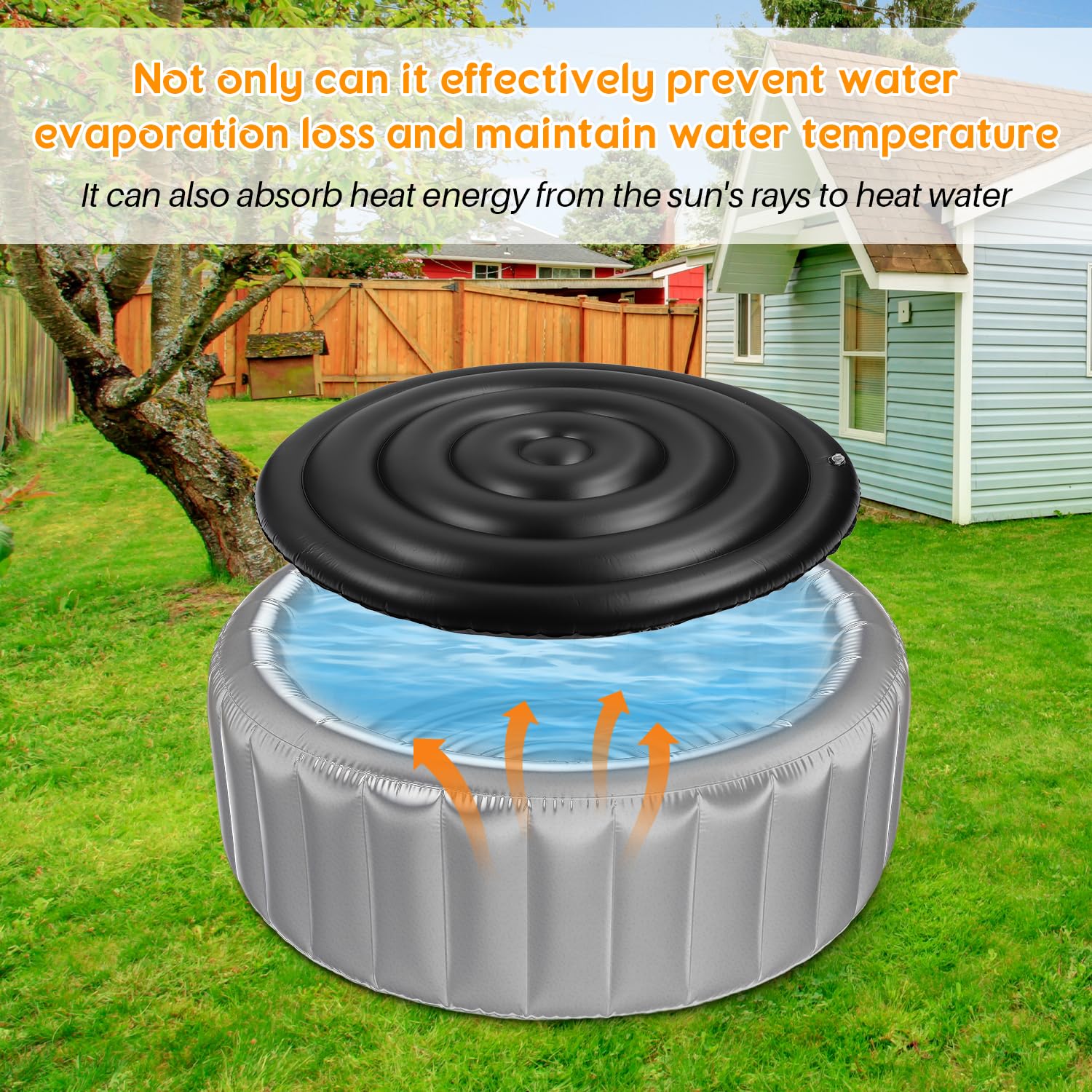 Tissting Couverture Isolante pour Spa Gonflable - Ø165cm Économie d'Énergie Protection Eau et Intempéries pour Piscines et Extérieurs (sans poignée)