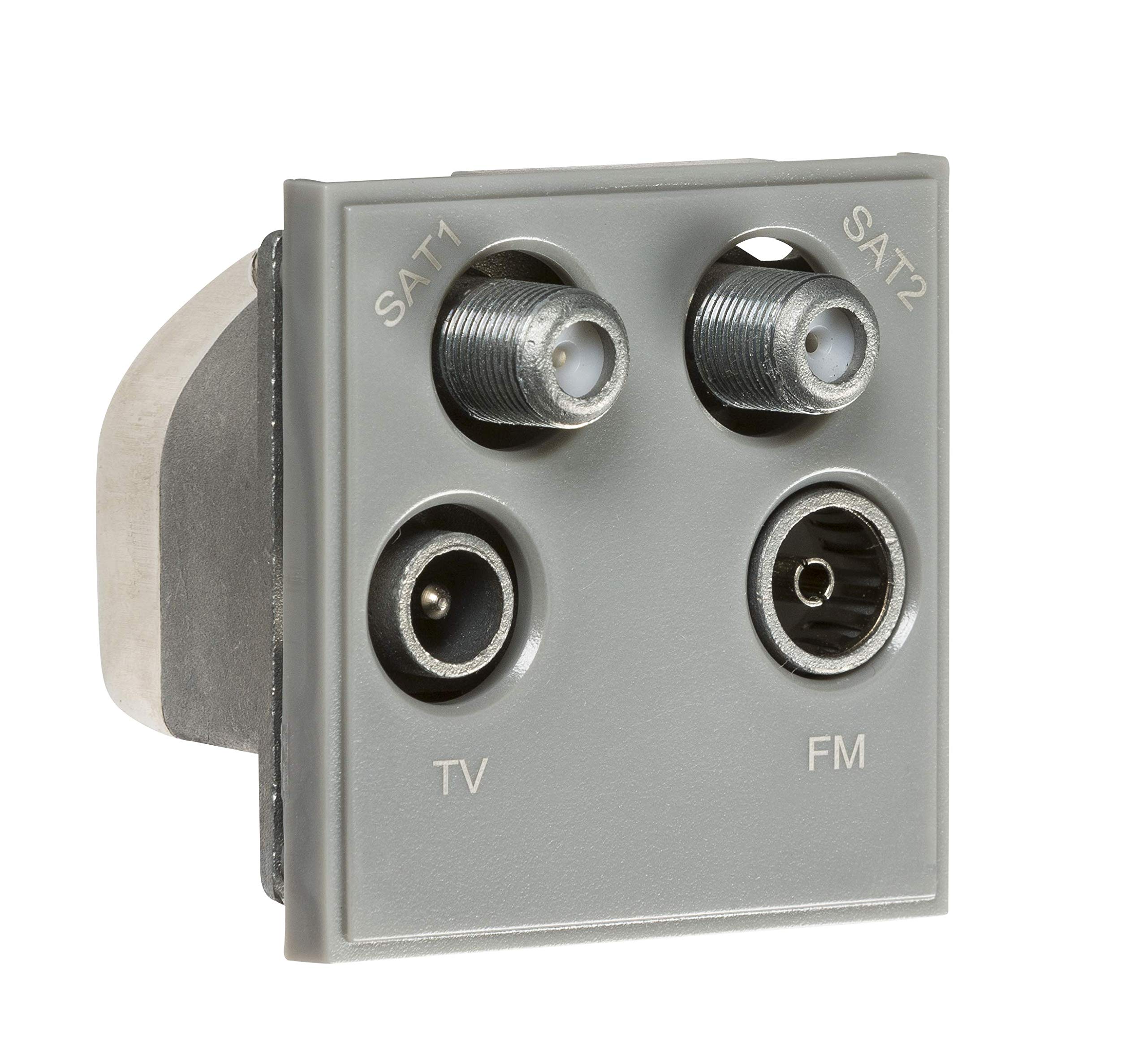Knightsbridge Grey Quadplexed Sat1/Sat2/Tv/Fm Dab Outlet Module 50 X 50Mm