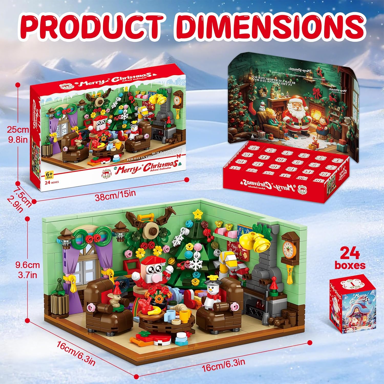 Advent Calendar 2025 Building Blocks Set - 24-Day Christmas Countdown Calendar - Santa Sleigh Christmas Tree Decorations Gifts for Kids Boys & Girls and Adults(669PCS)