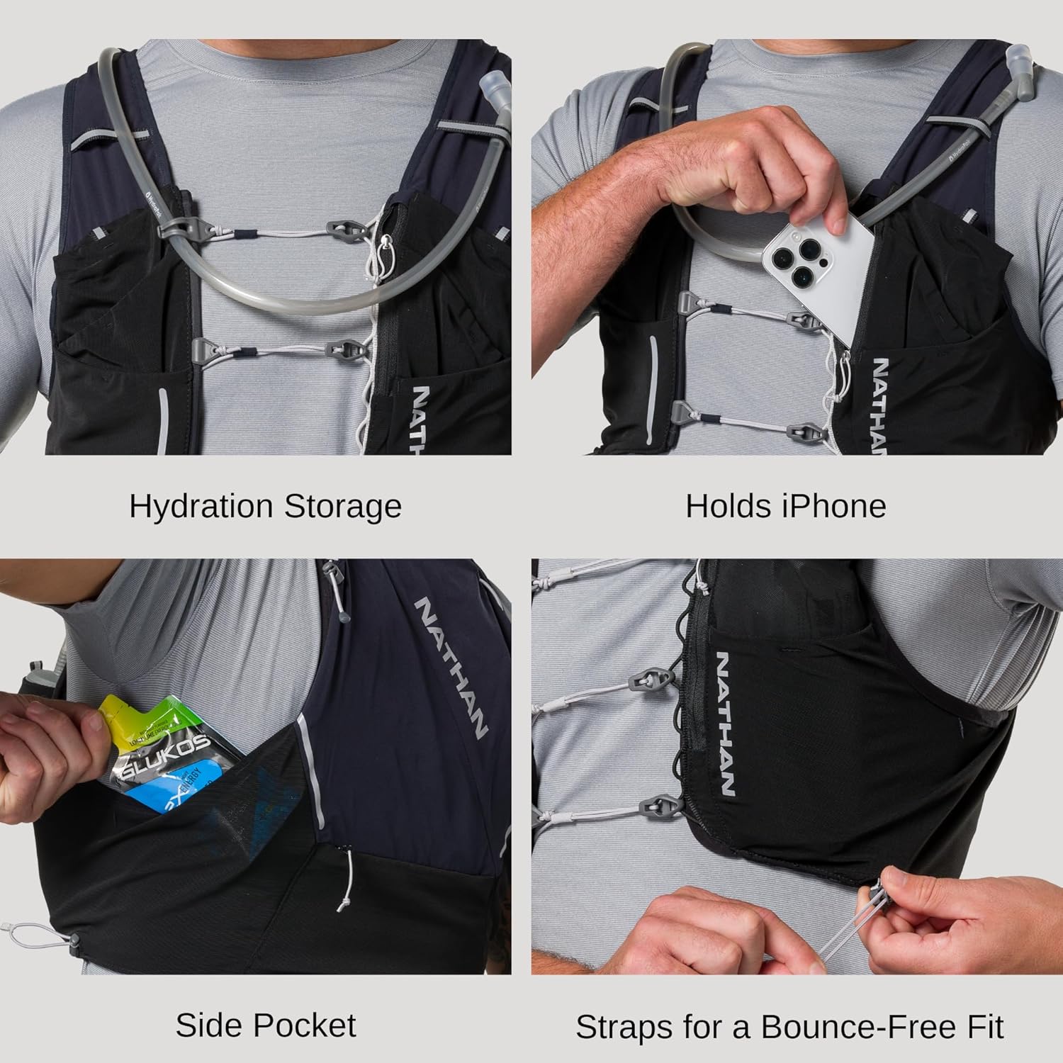 Nathan Hydration Vest 12L for Running & Hiking - Quick-Fit Adjustments, Breathable Mesh, 1.6L Insulated Bladder, Lightweight 8.8 oz, 6 Power Mesh Pockets, Diagonal Zip - Pinnacle Pro