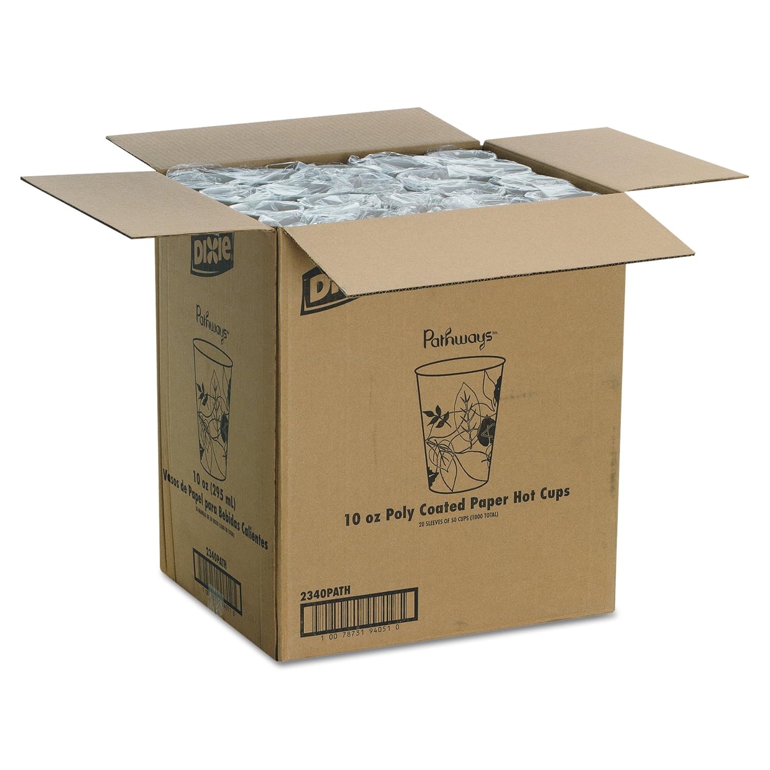 Dixie 2340PATH Pathways Paper Hot Cups, 10 oz (Case of 1000)