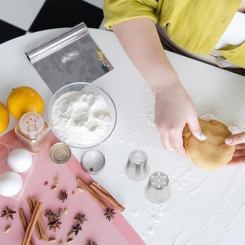 Miniatura 2 de UPKOCH Juego de 5 puntas de ribetes de copo de nieve Puntas de tuberías rusas de acero inoxidable para galletas navideñas, cupcakes, decoración de