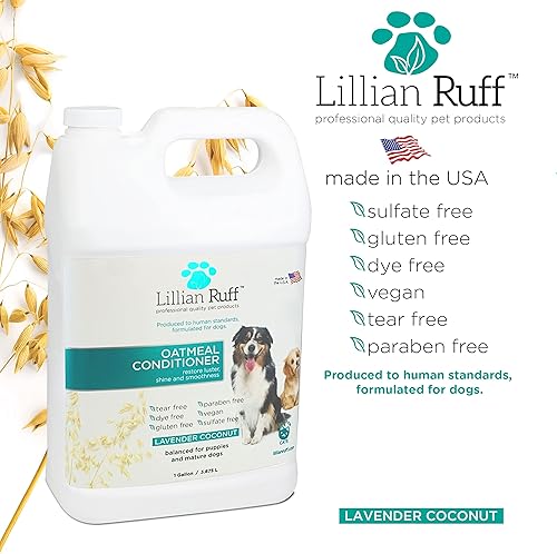 Miniatura 2 de Lillian Ruff Acondicionador calmante para mascotas de avena para piel seca y alivio de picazón con aloe y aceites esenciales hidratantes, repone la
