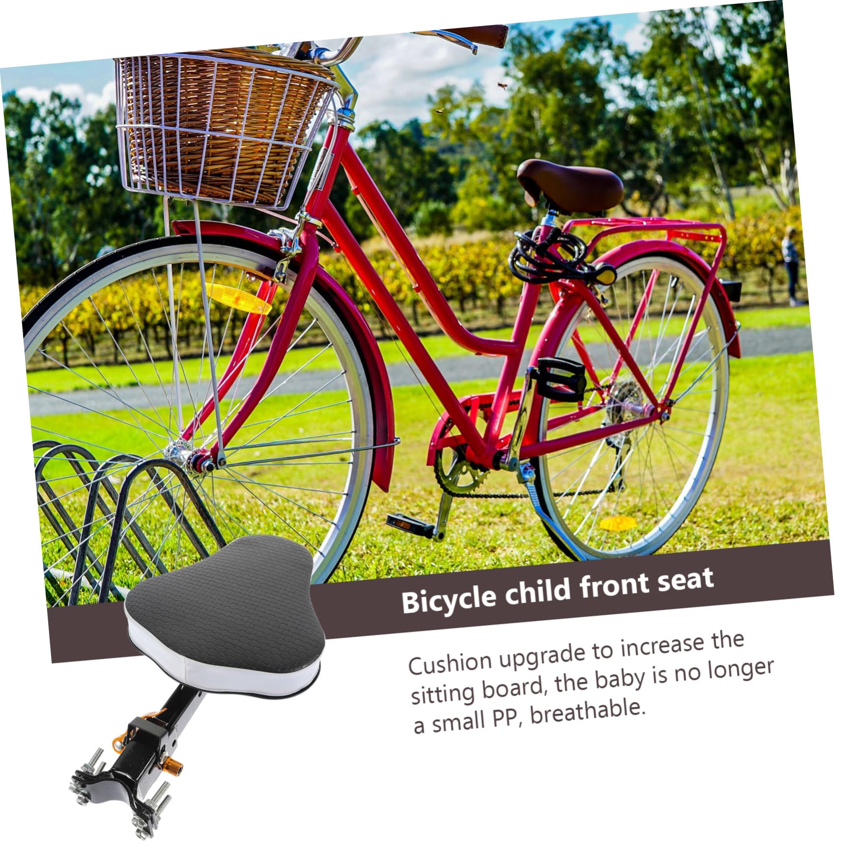 Tofficu Seggiolino Bici Anteriore Bambini Pieghevole Nero in Acciaio | Cuscino Traspirante, Supporto Posteriore Ispessito, per Bicicletta Elettrica e Uso