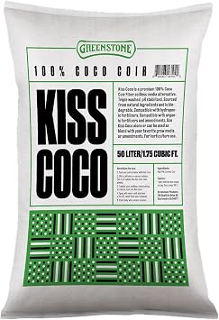 Greenstone Kiss Coco Coir Soil 100% - Low EC, RHP Certified Premium Soilless Media Alternative 50 Liters / 1.77 Cu Ft